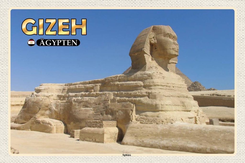 Holzschild 12x18 cm Gizeh Ägypten Sphinx Bildmotiv Reisemotiv Abenteuer Reisen