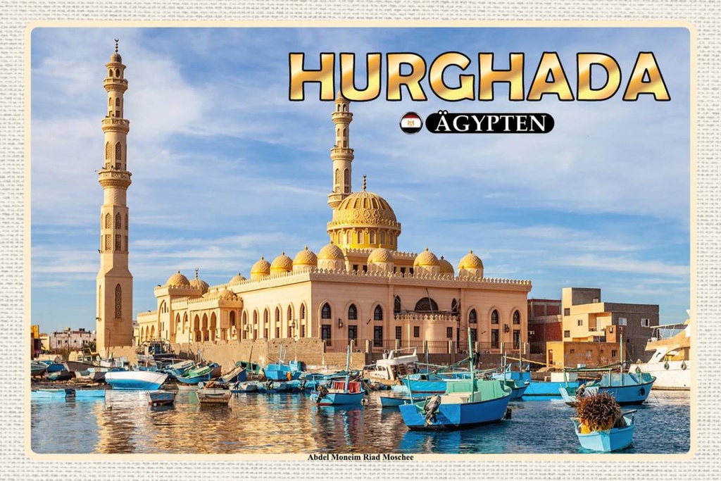Holzschild 12x18 cm Hurghada Ägypten Abdel Moneim Riad Moschee Bildmotiv Reisemotiv Abenteuer Reisen