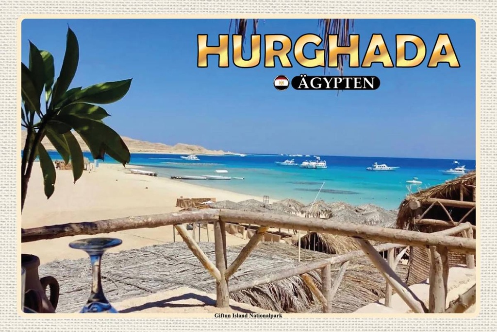 Holzschild 12x18 cm Hurghada Ägypten Giftun Nationalpark Bildmotiv Reisemotiv Abenteuer Reisen