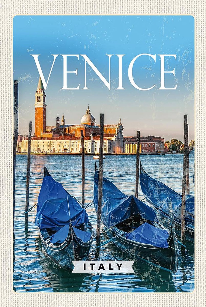 Holzschild 18x12 cm Venice Italy Italien Retro Bildmotiv Reisemotiv Abenteuer Reisen