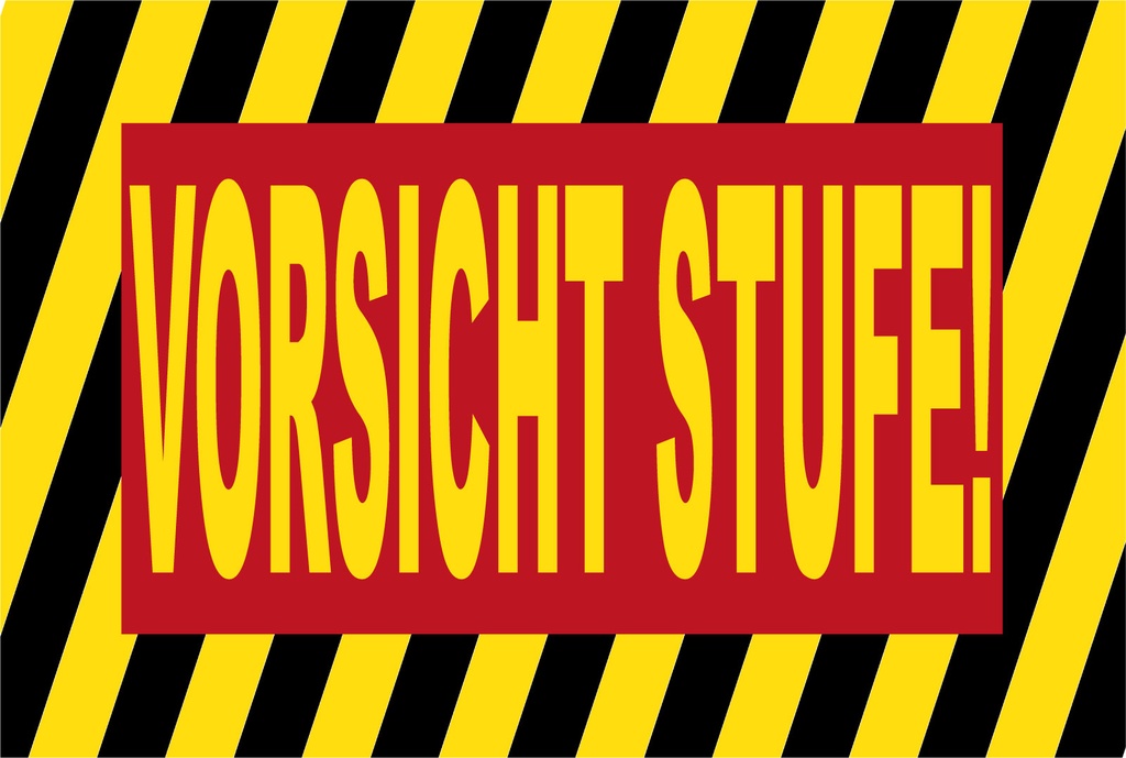 Holzschild 12x18 cm Vorsicht Stufe