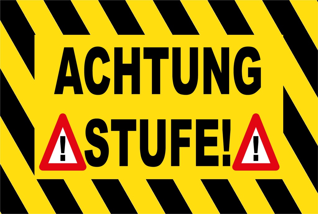 Holzschild 12x18 cm Achtung Stufe Ausrufezeichen
