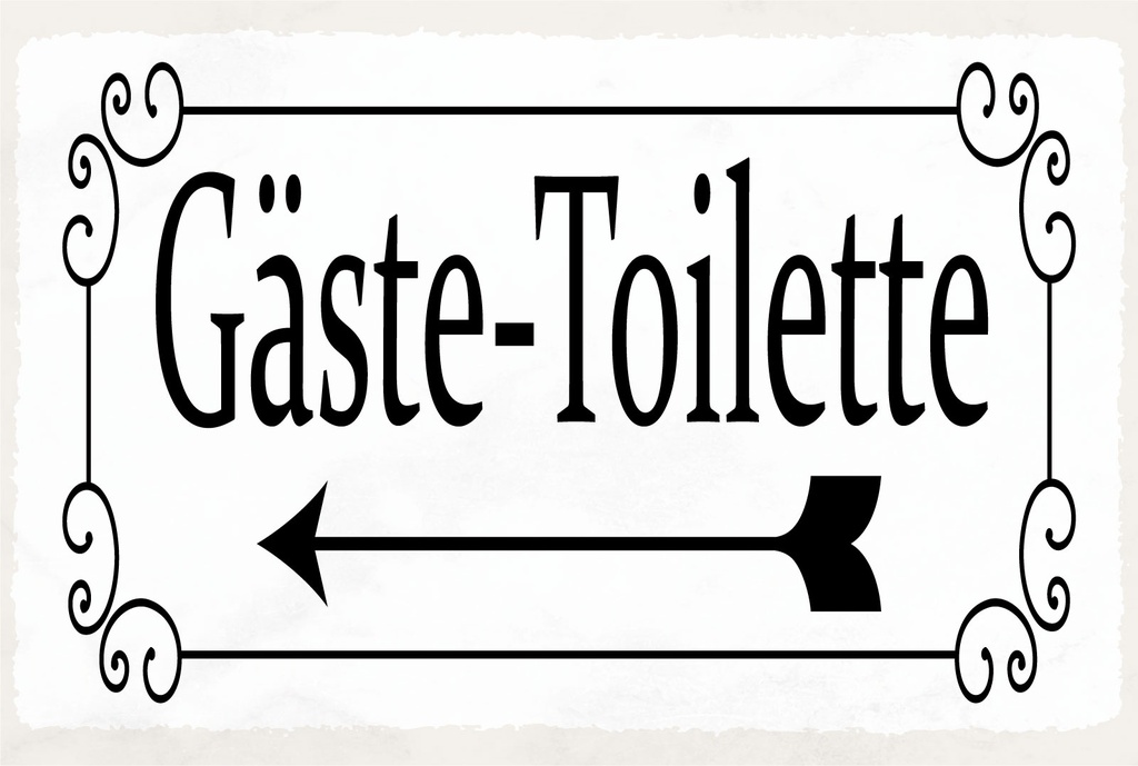 Holzschild 12x18 cm Gäste-Toilette links Pfeil