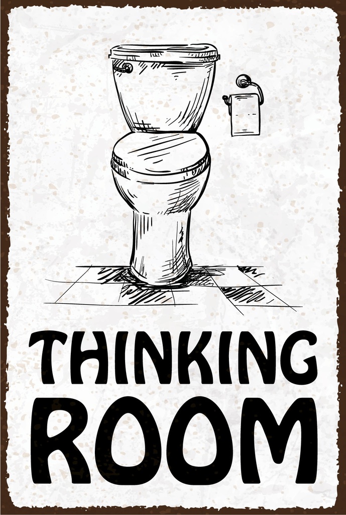 Holzschild 18x12 cm Thinking room Toilette