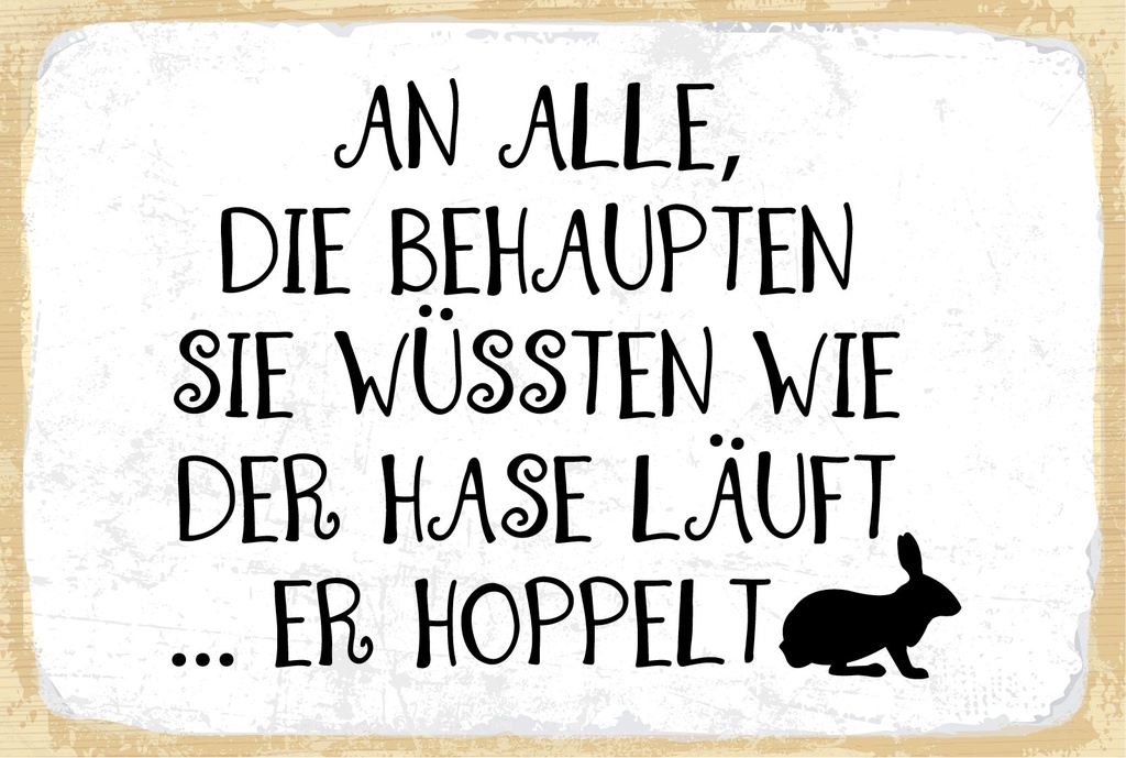 Holzschild 12x18 cm Der Hase Läuft er hoppelt