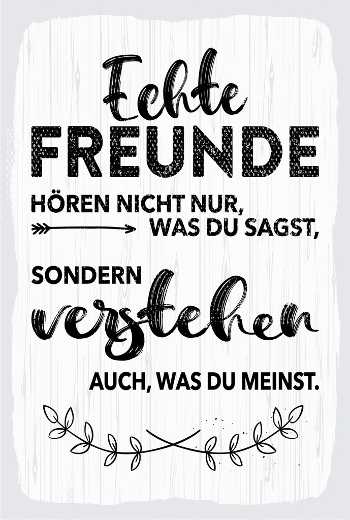 Holzschild 18x12 cm Echte Freunde hören nicht nur was du sagst