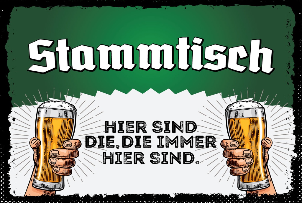 Holzschild 12x18 cm Stammtisch Weizen Biergläser