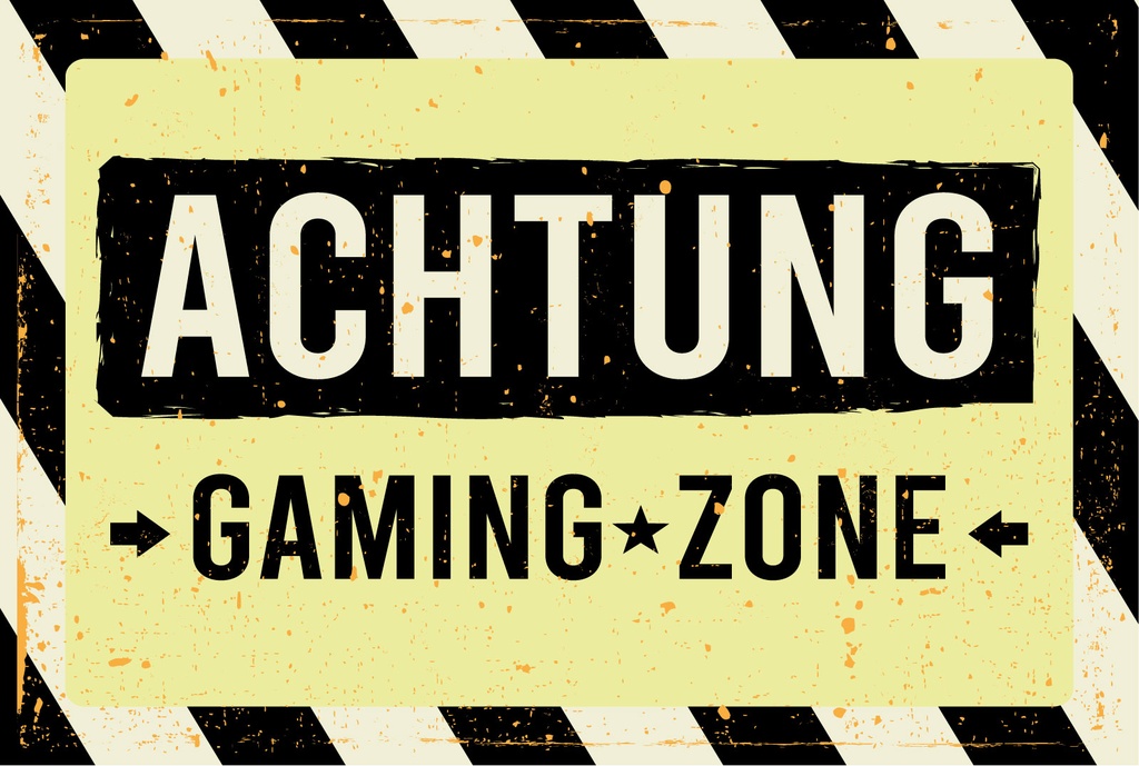 Holzschild 12x18 cm Achtung gaming zone