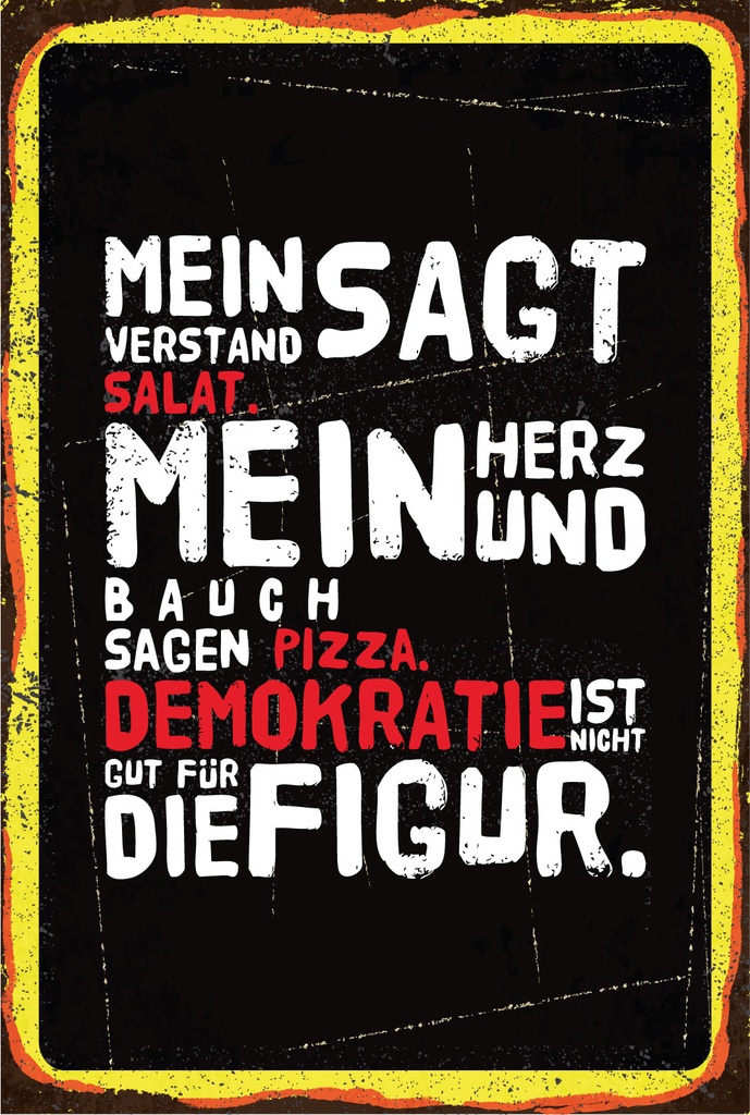 Holzschild 18x12 cm Verstand sagt Salat Herz und Bauch sagt Pizza