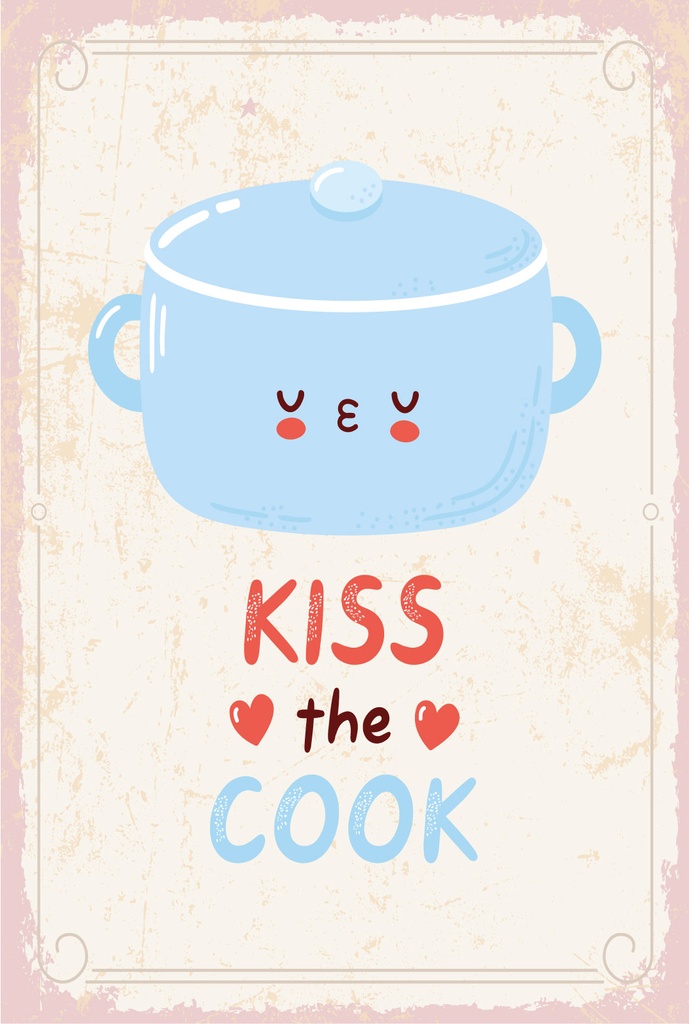 Holzschild 18x12 cm kiss the cook Kochtopf