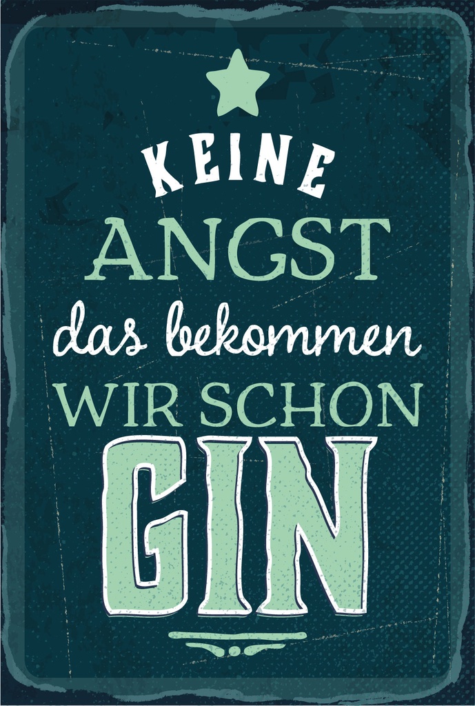 Holzschild 18x12 cm Keine Angst das bekommen wir schon GIN