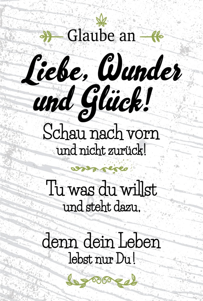 Holzschild 18x12 cm Glaube an Liebe Wunder und Glück