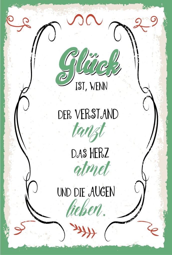 Holzschild 18x12 cm Glück ist wenn der Verstand tanzt