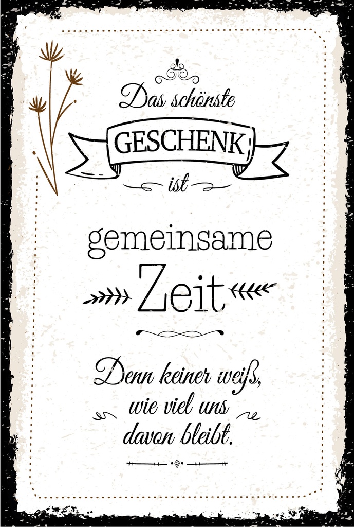 Holzschild 18x12 cm Das schönste Geschenk ist gemeinsame Zeit