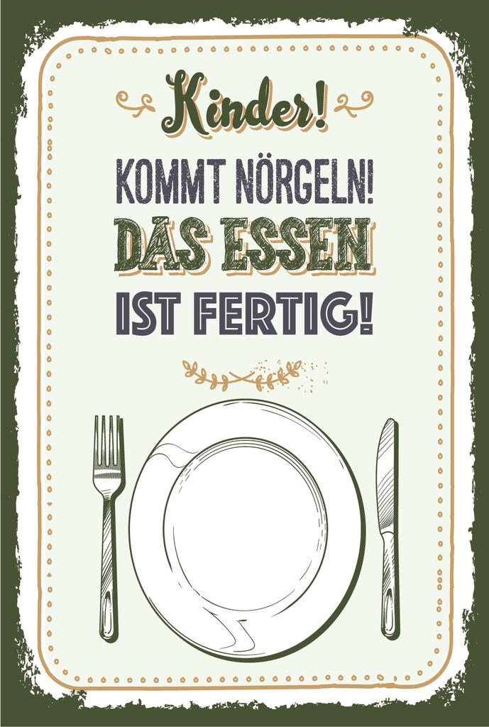 [LA-1807411-H] Holzschild 18x12 cm Kinder kommt nörgeln das Essen ist fertig