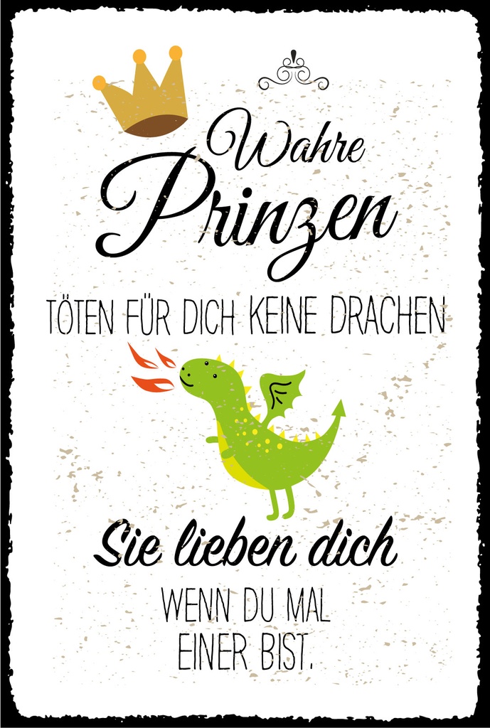 [LA-1807413-H] Holzschild 18x12 cm Wahre Prinzen töten keine Drachen