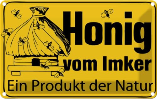 [LA-111634-2030] vianmo Blechschild 20x30 cm honig vom Imker Naturprodukt Hofladen Marktstand Laden