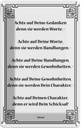 Blechschild 30x20 cm Achte auf deine Gedanken Dekoration Spruch Zitat