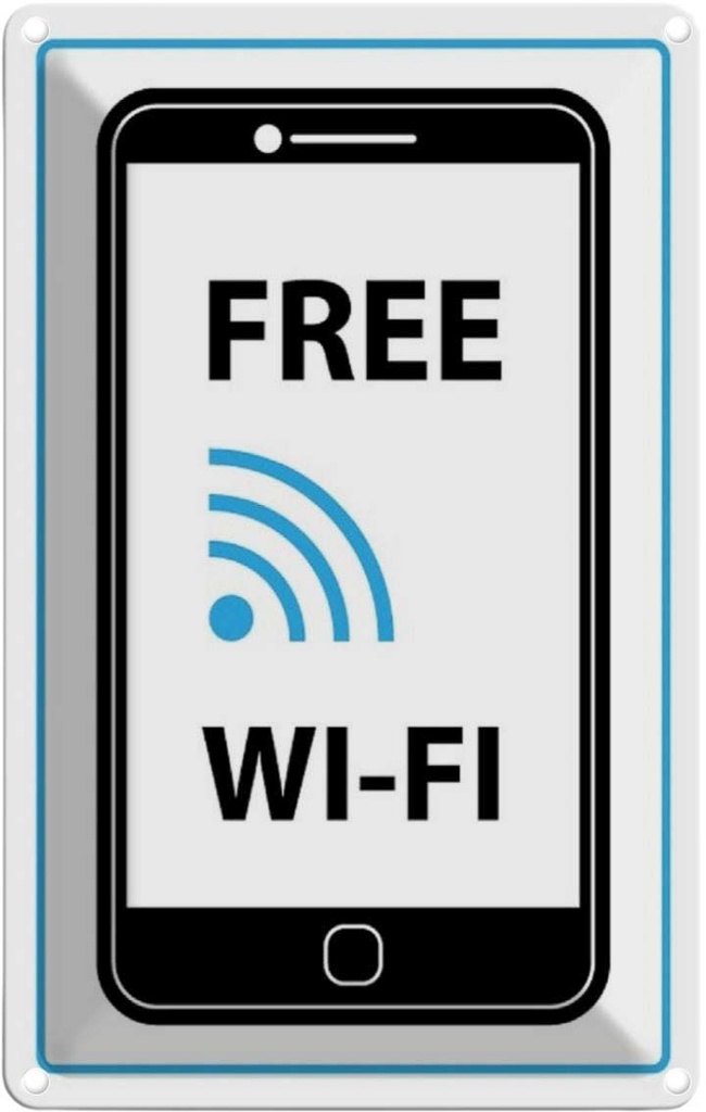 [LA-111731-2030] Blechschild 30x20 cm Free WI-FI Handy Warnschild Hinweisschild Sicherheit Vorsicht
