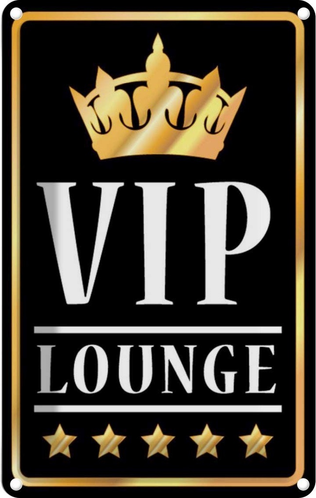 [LA-111741-2030] Blechschild 30x20 cm VIP Lounge Bar s/w/g Essen Trinken Club Alkohol