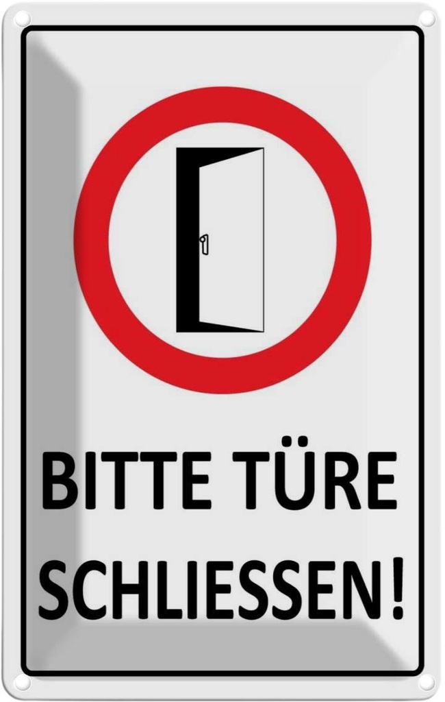 [LA-111771-2030] Blechschild 30x20 cm Bitte Türe schließen Warnschild Hinweisschild Sicherheit Vorsicht