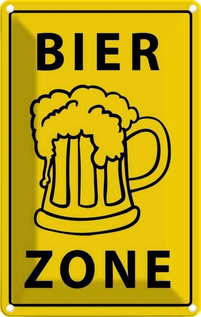[LA-111775-2030] Blechschild 30x20 cm Bier Zone gelbes Essen Trinken