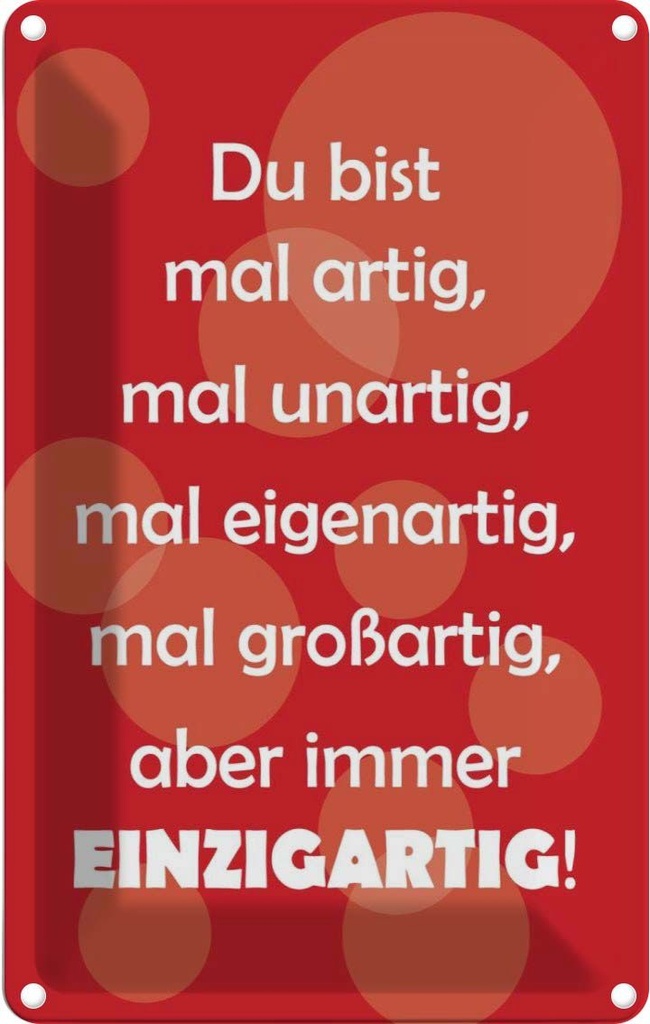 [LA-111806-2030] Blechschild 30x20 cm Du bist Einzigartig Dekoration Spruch Zitat