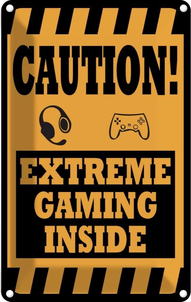 [LA-111816-2030] Blechschild 30x20 cm Coution extreme gaming inside Dekoration