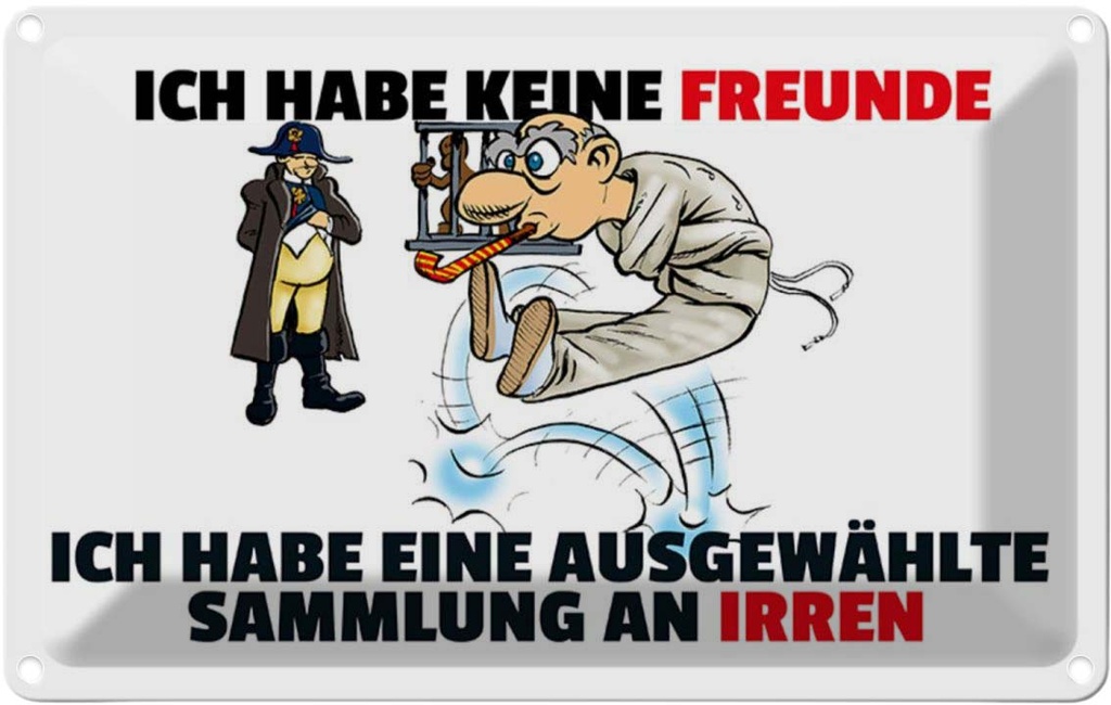 [LA-111951-2030] Blechschild 20x30 cm keine Freunde Sammlung an Irren Spruch Zitat