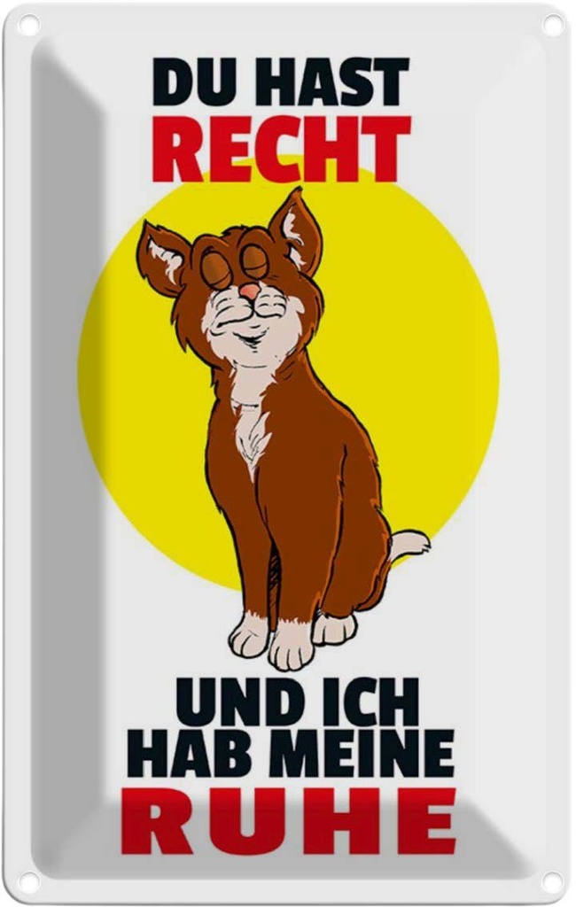 [LA-111966-2030] Blechschild 30x20 cm Du hast Recht und ich Ruhe Katze Spruch Zitat