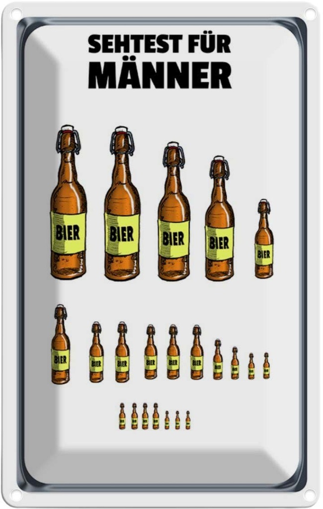 [LA-112080-2030] Blechschild 30x20 cm Alkohol Sehtest für Männer Bierflaschen Spruch Zitat