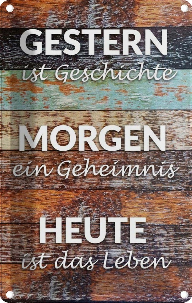 [LA-112096-2030] Blechschild 30x20 cm Gestern Geschichte Morgen Heute Spruch Zitat