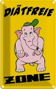 Blechschild 30x20 cm Diätfreie Zone Elefant Dekoration Spruch Zitat