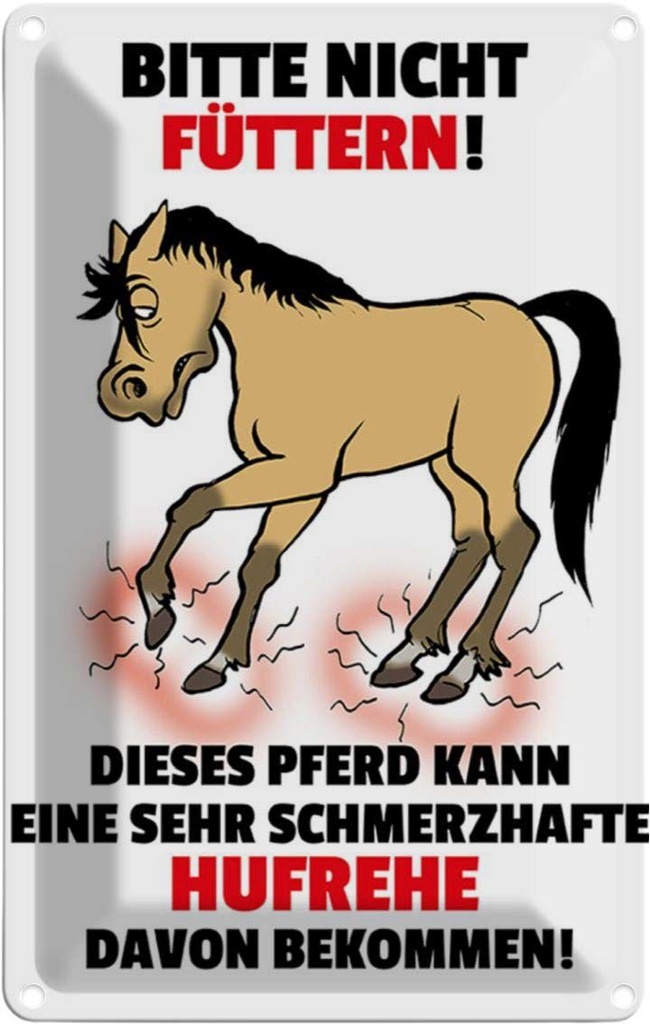 [LA-112225-2030] Blechschild 30x20 cm Pferd Bitte nicht füttern Hufrehe Warnschild Hinweisschild Sicherheit Vorsicht