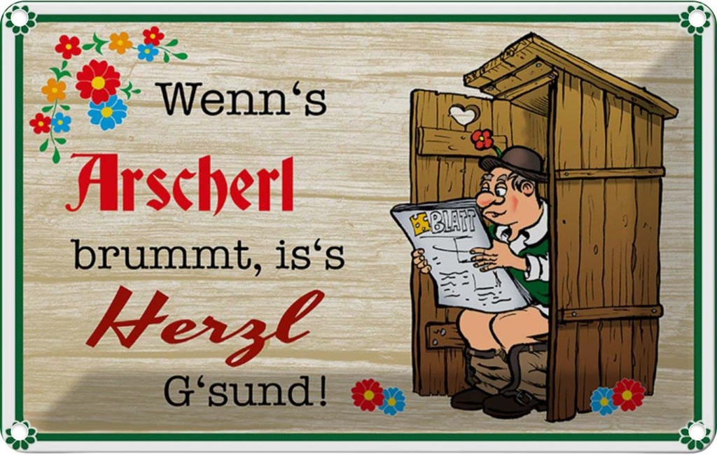 [LA-112298-2030] Blechschild 20x30 cm wenn's Arscherl brummt Dekoration Spruch Zitat