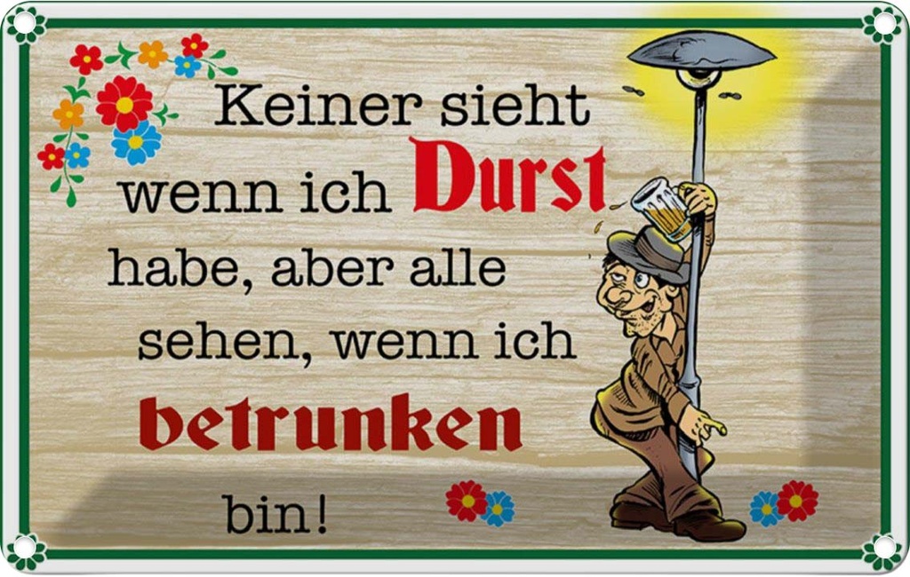 [LA-112299-2030] Blechschild 20x30 cm keiner sieht wenn ich Durst Bier Spruch Zitat
