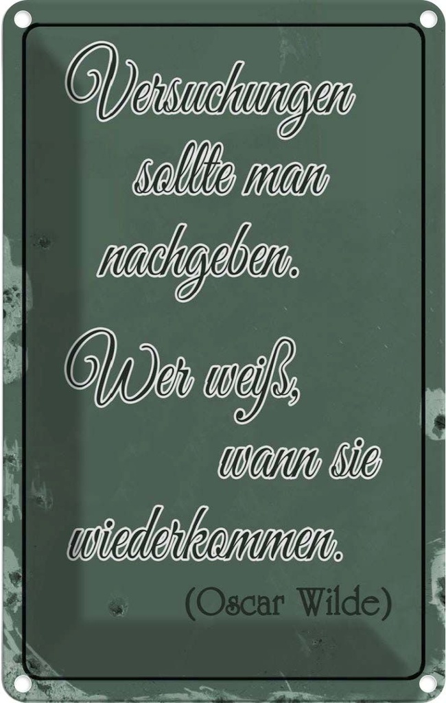 [LA-112309-2030] Blechschild 30x20 cm Versuchungen soll man nachgeben Spruch Zitat