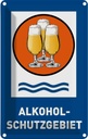 Blechschild 30x20 cm Bier Alkoholschutzgebiet Biergläser Bar Club Alkohol