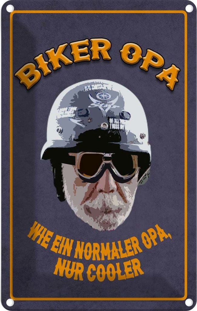 [LA-112434-2030] Blechschild 30x20 cm Biker Opa wie ein normaler Spruch Zitat