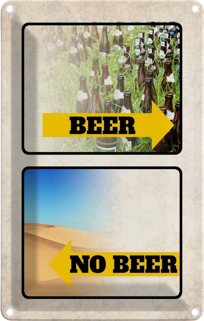 [LA-112448-2030] Blechschild 30x20 cm Alkohol Bild Beer No Beer Bier