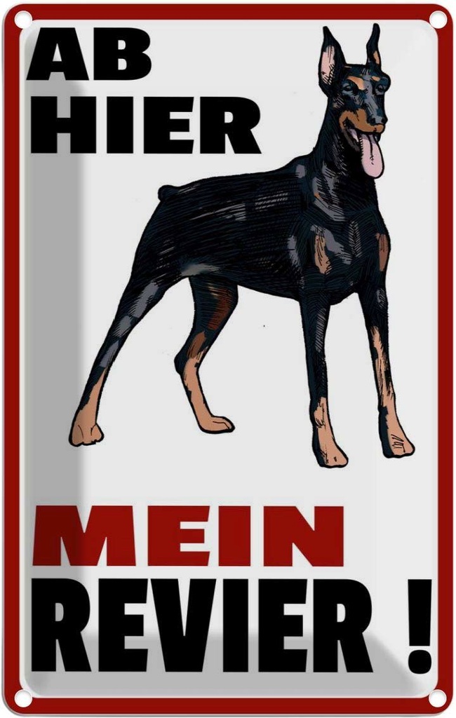 [LA-112469-2030] Blechschild 30x20 cm ab hier mein Revier Hund Tier Haustier