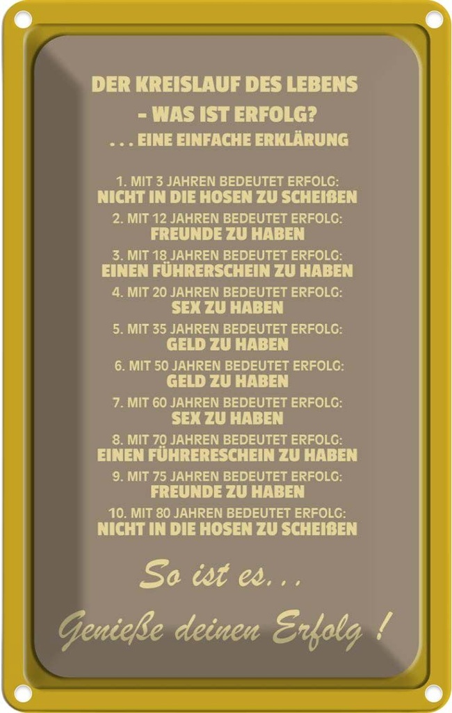 [LA-112474-2030] Blechschild 30x20 cm Kreislauf des Lebens was Erfolg Spruch Zitat