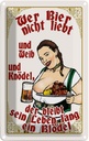 Blechschild 30x20 cm Pinup wer Zitat Bier nicht liebt ein Blödel Pin Up Spruch