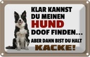 Blechschild 20x30 cm klar kannst du Hund doof finden Spruch Zitat