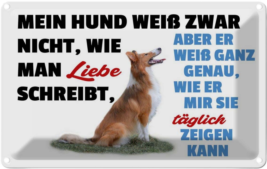 [LA-112518-2030] Blechschild 20x30 cm mein Hund weiß zwar Hundeliebe Tier Haustier