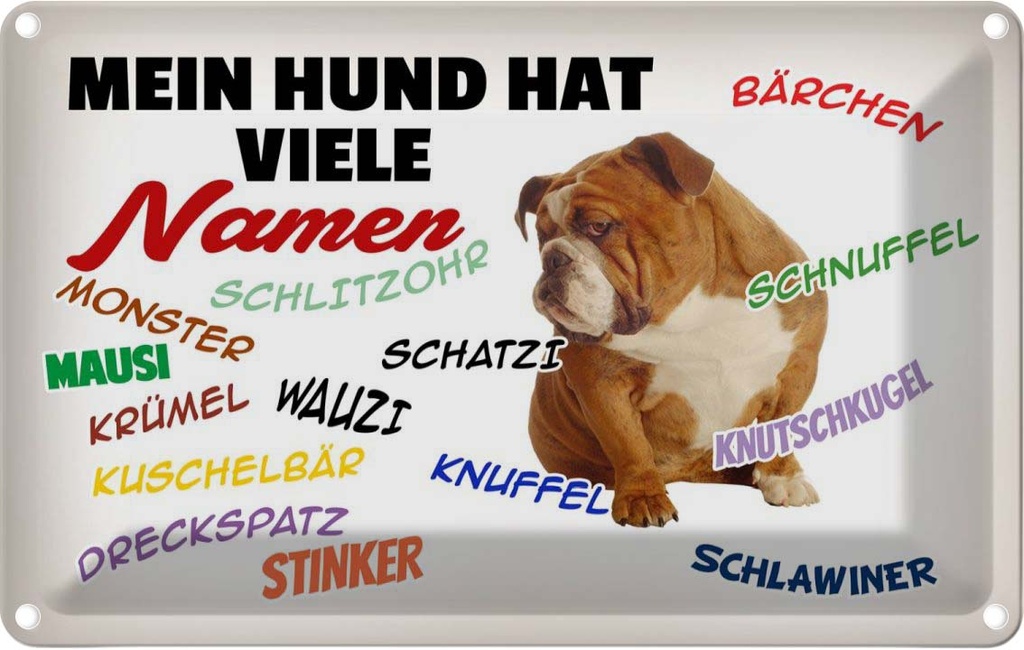 [LA-112522-2030] Blechschild 20x30 cm mein Hund hat viele Namen Tier Haustier