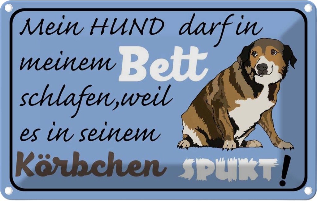[LA-112544-2030] Blechschild 20x30 cm mein Hund darf im Bett schlafen Tier Haustier