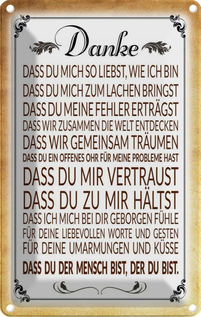 [LA-112551-2030] Blechschild 30x20 cm Danke dass du bist der Spruch Zitat