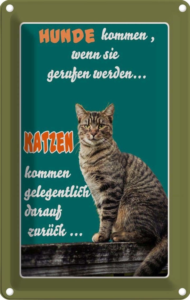 [LA-112573-2030] Blechschild 30x20 cm Hunde kommen wenn Katzen Tier Haustier Katze