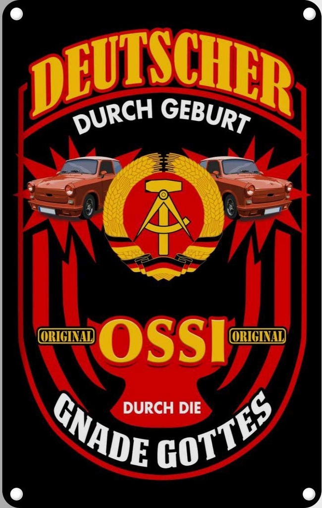 [LA-112576-2030] Blechschild 30x20 cm Deutscher Geburt original Ossi Dekoration Spruch Zitat